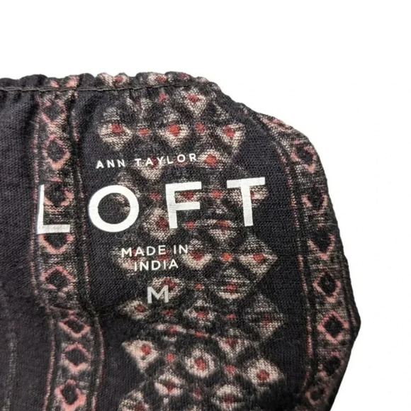 LOFT Womens Boho Striped Scoop Neck/Off the Shoulder Smocked Striped Top Size M - Picture 7 of 12